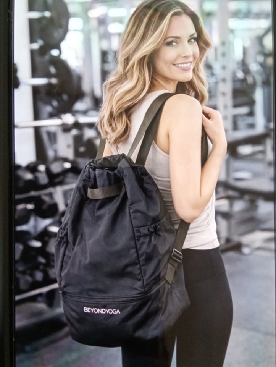 Beyond Yoga Black Drawstring Backpack with Front Zip Pocket Yoga Gym Sporty main image 10